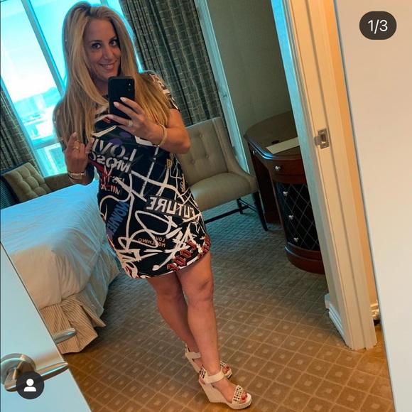 Love Moschino Dresses & Skirts - LOVE MOSCHINO Graffiti Print Fitted Dress